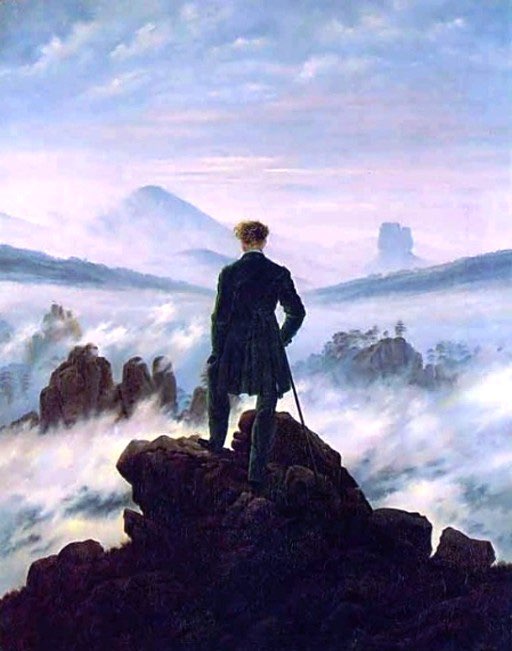 ▲ 카스파르 다비트 프리드리히(Caspar David Friedrich, 1774-1840), '안개 바다 위의 방랑자'(1818)