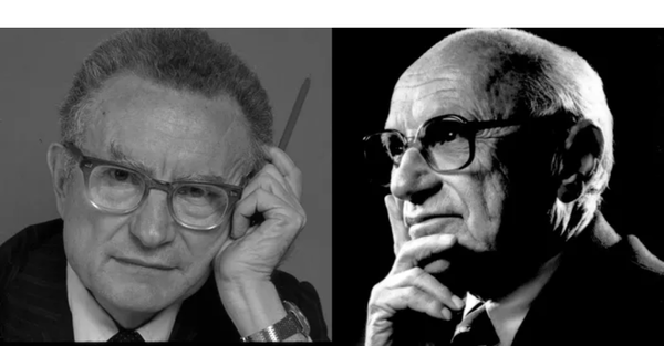 케인스주의자 폴 새뮤얼슨(1915~2009·왼쪽)과 통화주의자 밀턴 프리드먼(1912~2006)은 평생의 친구이자 라이벌이었다. 사진=부키 제공<br>